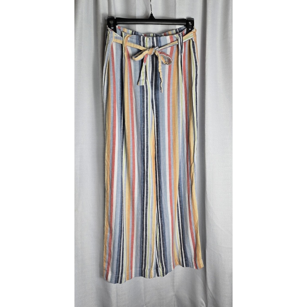 Laundry by Shelli Segal Pants Womens S Linen Wide Leg Striped Boho Chic Relaxed - Picture 2 of 15
